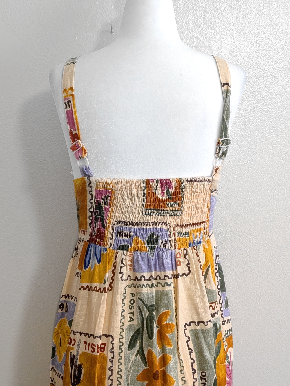 NWT Anthropologie Paper Heart Cream Boho Stamp Summer Linen Maxi Dress | Size L - Picture 6 of 7